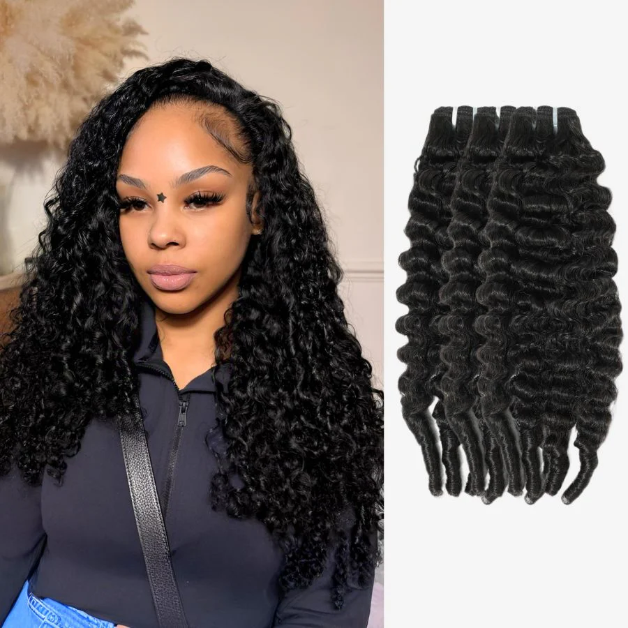 WOWANGEL Burmese Curly Hair Bundles with Spiral Ends 100% Human Hair Weaves - PrettyBull Limited