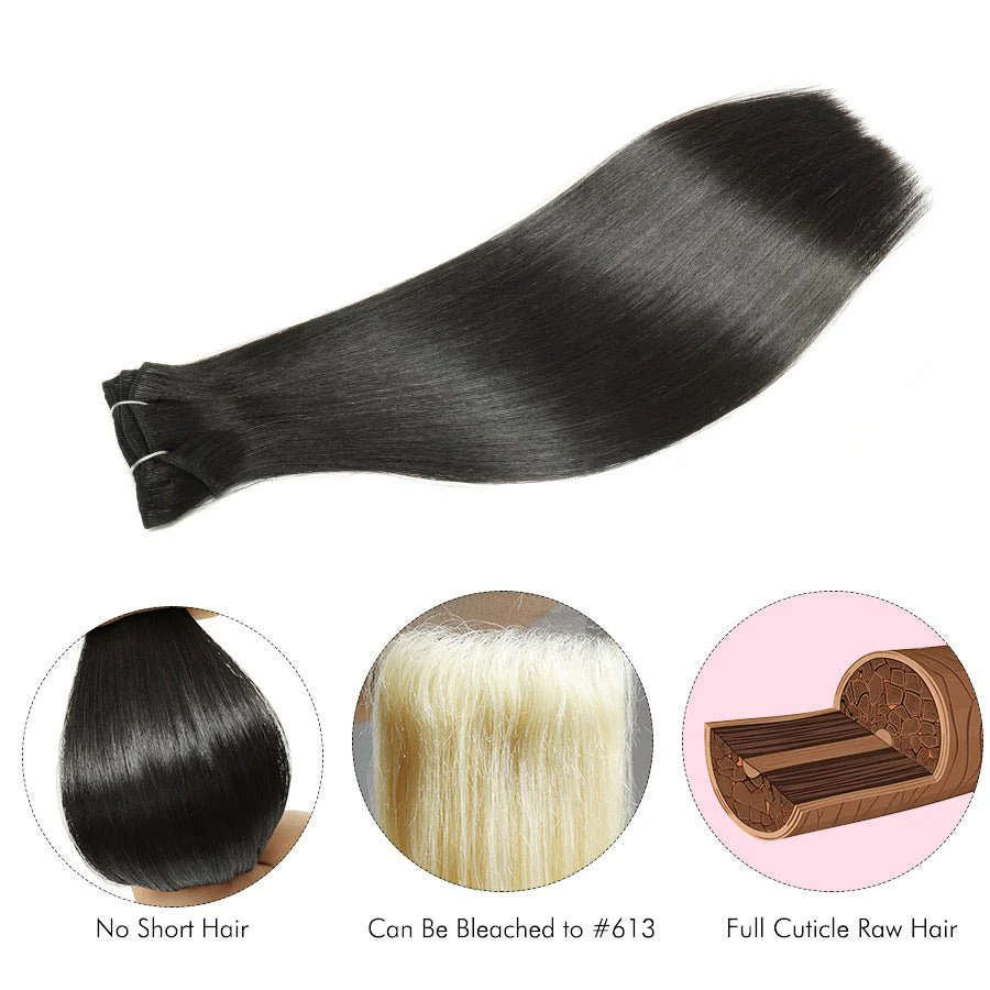 WOWANGEL European Raw Hair Bundles Straight Double Drawn Hair Weaves - PrettyBull Limited