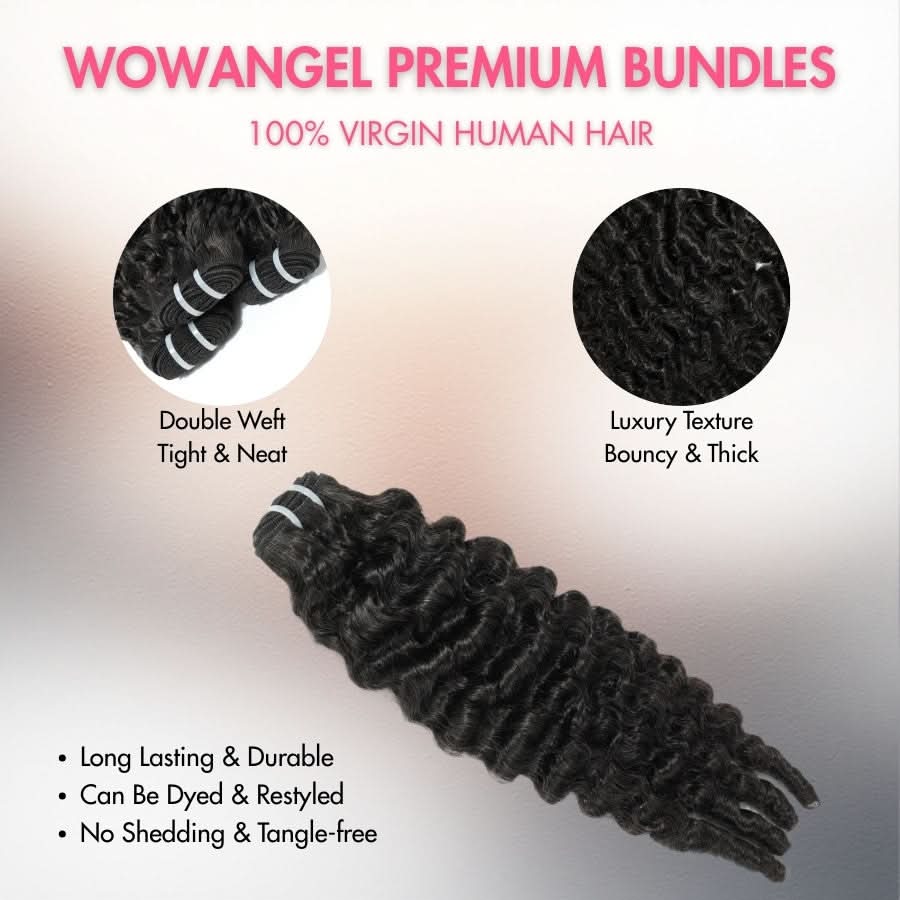 WOWANGEL Burmese Curly Hair Bundles with Spiral Ends 100% Human Hair Weaves - PrettyBull Limited
