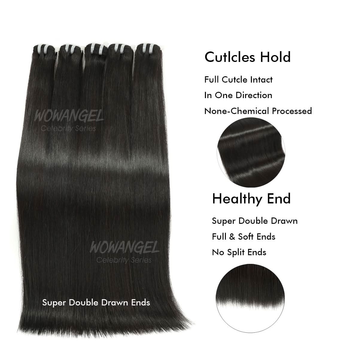 WOWANGEL 16A Super Double Drawn Vietnamese Bone Straight 100% Human Hair Weaves - PrettyBull Limited
