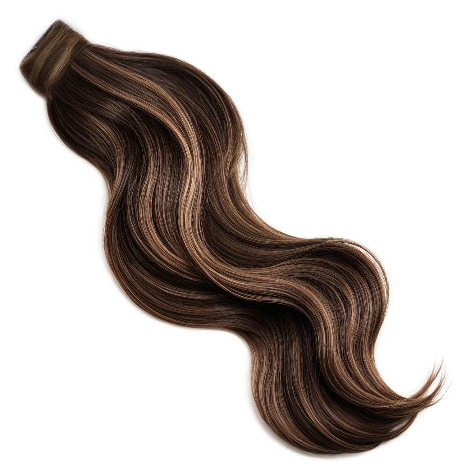 Ponytail Hair Extension #2/10 Dark Brown & Caramel Lowlights - PrettyBull Limited