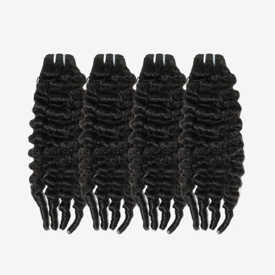 WOWANGEL Burmese Curly Hair Bundles with Spiral Ends 100% Human Hair Weaves - PrettyBull Limited