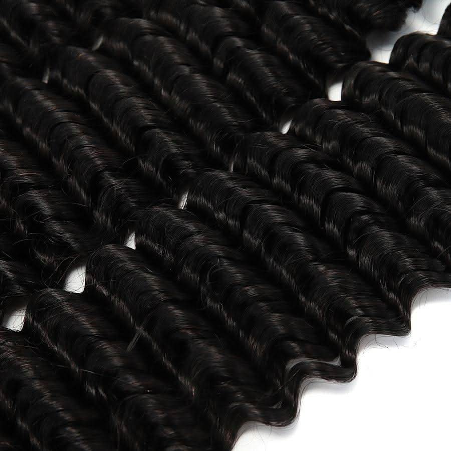 WOWANGEL Deep Wave Raw Hair Bundles Deal 3pcs 100% Human Virgin Hair Weaves - PrettyBull Limited