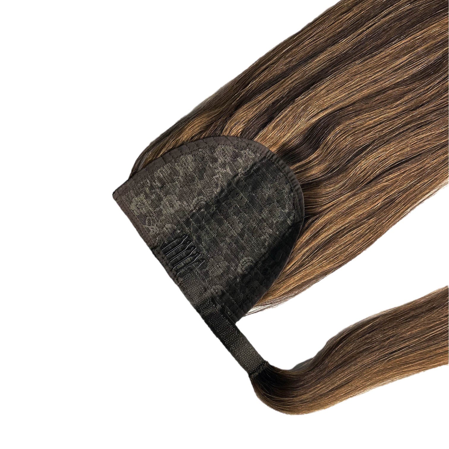 Ponytail Hair Extension #2/10 Dark Brown & Caramel Lowlights - PrettyBull Limited