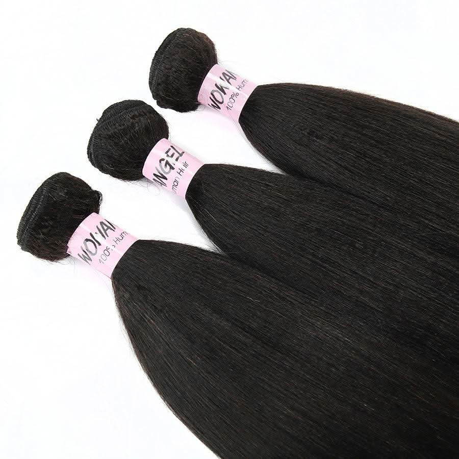 WOWANGEL Bundles Deal 4pcs 100% Human Hair Weaves Yaki/ Kinky Straight - PrettyBull Limited