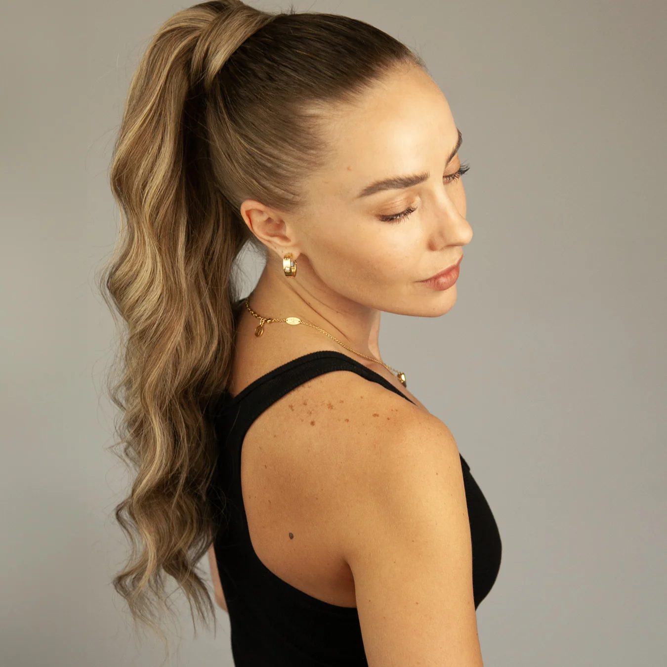 Ponytail Hair Extension #8/22 Cinnamon Brown & Sandy Blonde Highlights - PrettyBull Limited